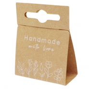 Tarjetas para joyer&iacute;a "handmade with love" flores Marr&oacute;n claro