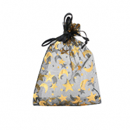 Bolso de organza 7x9cm luna y estrella Negro-dorado