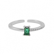 Metal TQ latón anillo zirconia Plateado-verde
