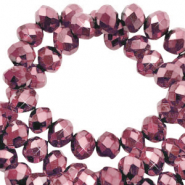 Abalorios faceteados disco 4x3mm Rosa magenta-revestimiento pearl shine