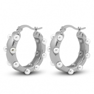 Pendientes Acero Inox Imitación de perlas Plateado