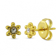 Pendientes Acero Inox flor Dorado
