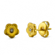 Pendientes Acero Inox flor Dorado