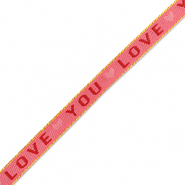 Cinta con texto "love you" Rosa oscuro-rojo