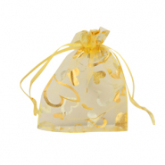 Bolso de organza 7x9cm corazón Amarillo-oro