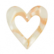 Colgantes de resina coraz&oacute;n Naranja cobrizo