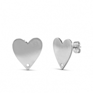 Pendientes Acero Inox corazón Plateado