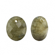 Colgantes de piedra natural Vidrio &oacute;valo Gris claro