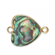 Perlas de agua dulce entrepieza corazón Dorado-verde océano