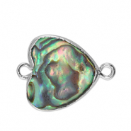 Perlas de agua dulce entrepieza corazón Plateado-verde océano