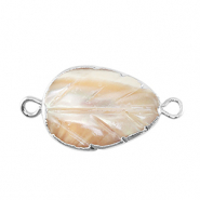 Perlas de agua dulce entrepieza hoja Plateado-taupe