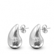 Pendientes Acero Inox gota Plateado