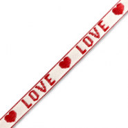 Cinta con texto "love" Blanco-rojo