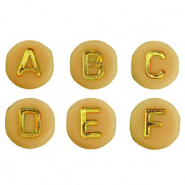 Abalorios letras acr&iacute;licas mix Amarillo ocre-oro