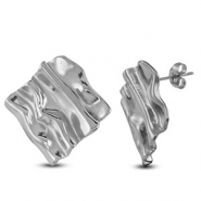 Pendientes Acero Inox cuadrado Plateado