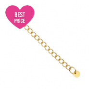 Fornituras Acero inox extenci&oacute;n de cadena moneda 4mm Dorado