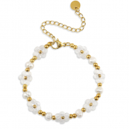 Pulseras Acero inox perlas Dorado