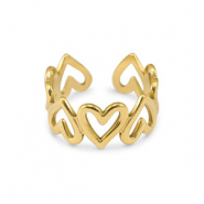 Anillos Acero Inox corazón Dorado