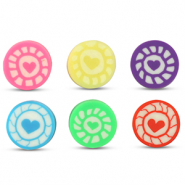 Abalorios pol&iacute;mero redondos coraz&oacute;n Multicolor