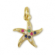 Metal TQ latón colgante estrella de mar Dorado-multicolor