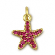 Metal TQ latón colgante estrella de mar Dorado-magenta