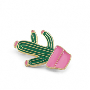 Broches cactus Verde-rosa-dorado