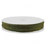 Hilo macram&eacute; trenzado 1mm Verde oscuro-multicolor met&aacute;lico