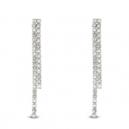 Pendientes Acero Inox con strass irregular Plateado