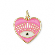 Metal TQ lat&oacute;n colgante coraz&oacute;n con ojo providencia Dorado-rosa-blanco