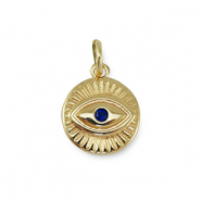 Metal TQ lat&oacute;n colgante zirconia ojo turco/nazar Dorado-azul oscuro