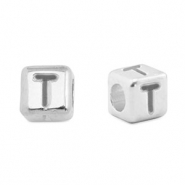 Abalorios letras metálicos DQ T Plata vieja (sin níquel)