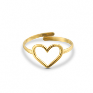 Anillos Acero Inox corazón Dorado