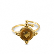 Anillos Acero Inox copo de nieve Dorado-marrón