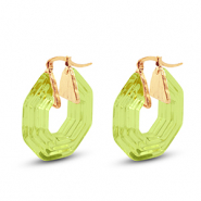 Pendientes resina trendy hex&aacute;gon Dorado-transparente verde