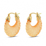 Pendientes resina trendy &oacute;valo Dorado-transparente naranja