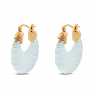 Pendientes resina trendy &oacute;valo Dorado-transparente