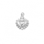 Metal TQ latón colgante corazón con cruz Plata