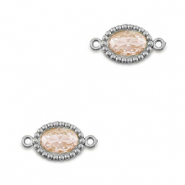 Entrepiezas acero Inox zirc&oacute;n &oacute;valo Plateado-naranja claro