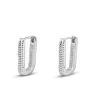 Metal TQ latón pendiente ovalado Plateado