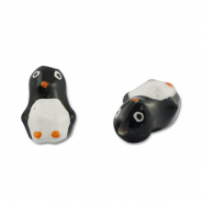 Abalorios de cristal pintados a mano pingüino Negro-blanco