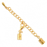 Set de extensi&oacute;n de cadena met&aacute;lica DQ con mosquet&oacute;n y terminal 3mm oro (sin n&iacute;quel)