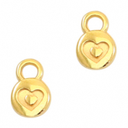 Colgantes met&aacute;licos DQ 6mm coraz&oacute;n Dorado (sin n&iacute;quel)