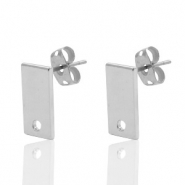 Fornituras DQ met&aacute;licas pendiente base rect&aacute;ngulo 6x12mm plata vieja (sin n&iacute;quel)