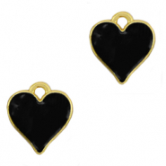 Colgantes met&aacute;licos DQ coraz&oacute;n Dorado-negro (sin n&iacute;quel)