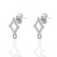 Pendientes Acero Inox rombo Plateado