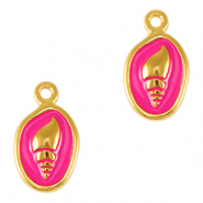 Colgantes metálicos DQ concha Dorado-rosa fucsia néon (sin níquel)