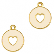 Colgantes met&aacute;licos DQ coraz&oacute;n Dorado-blanco marfil (sin n&iacute;quel)