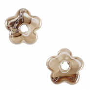 Abalorios de cer&aacute;mica griega DQ flor Greige