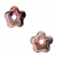 Abalorios de cer&aacute;mica griega DQ flor Rosa-negro