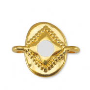 Colgantes met&aacute;licos DQ entrepieza &oacute;valo Blancuzco-Dorado (sin n&iacute;quel)